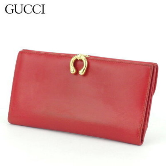 Gucci long Wallet Chanel horseshoe red leather - Picture 1 of 6
